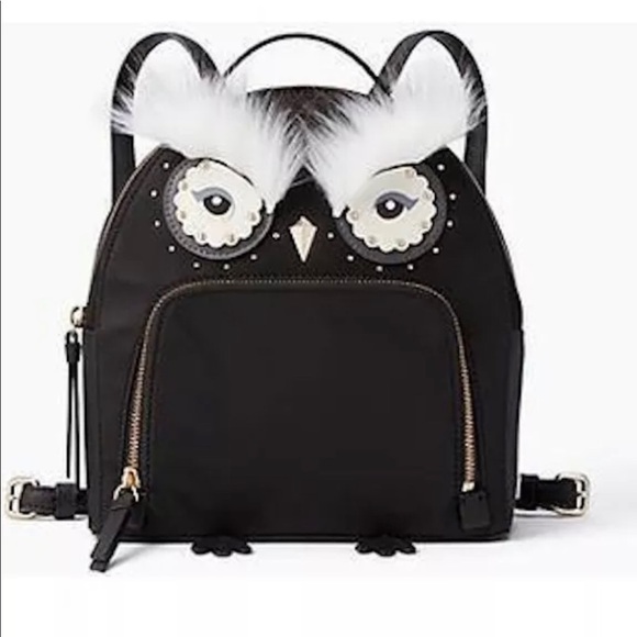 Kate Spade Black Owl Tomi Backpack Small NEW Cute